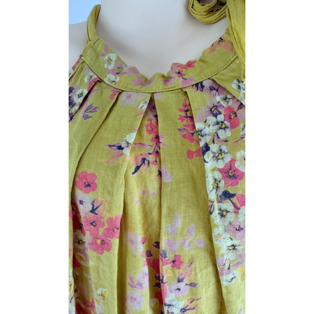 Bellambra Made in Italy 100% Linen Floral Halter Dress Yellow Pink Small - Picture 5 of 10